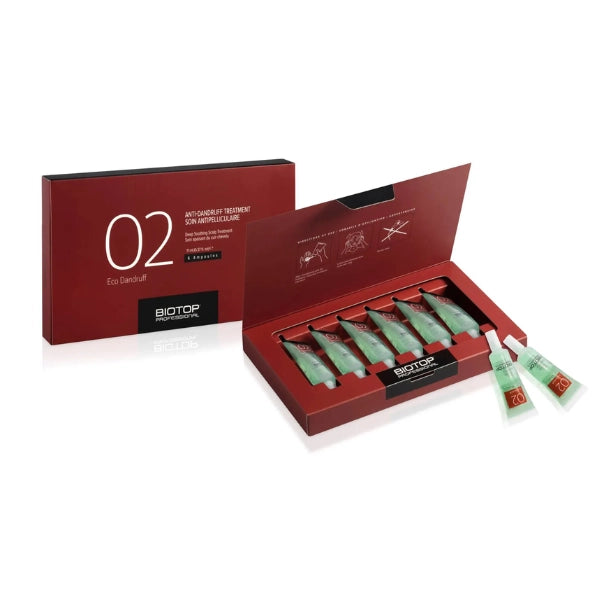 Biotop Professional 02 Eco Dandruff Anti-Dandruff Treatment 0.37oz (6 Ampoules)
