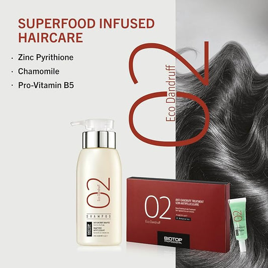 Biotop Professional 02 Eco Dandruff Anti-Dandruff Treatment 0.37oz (6 Ampoules)