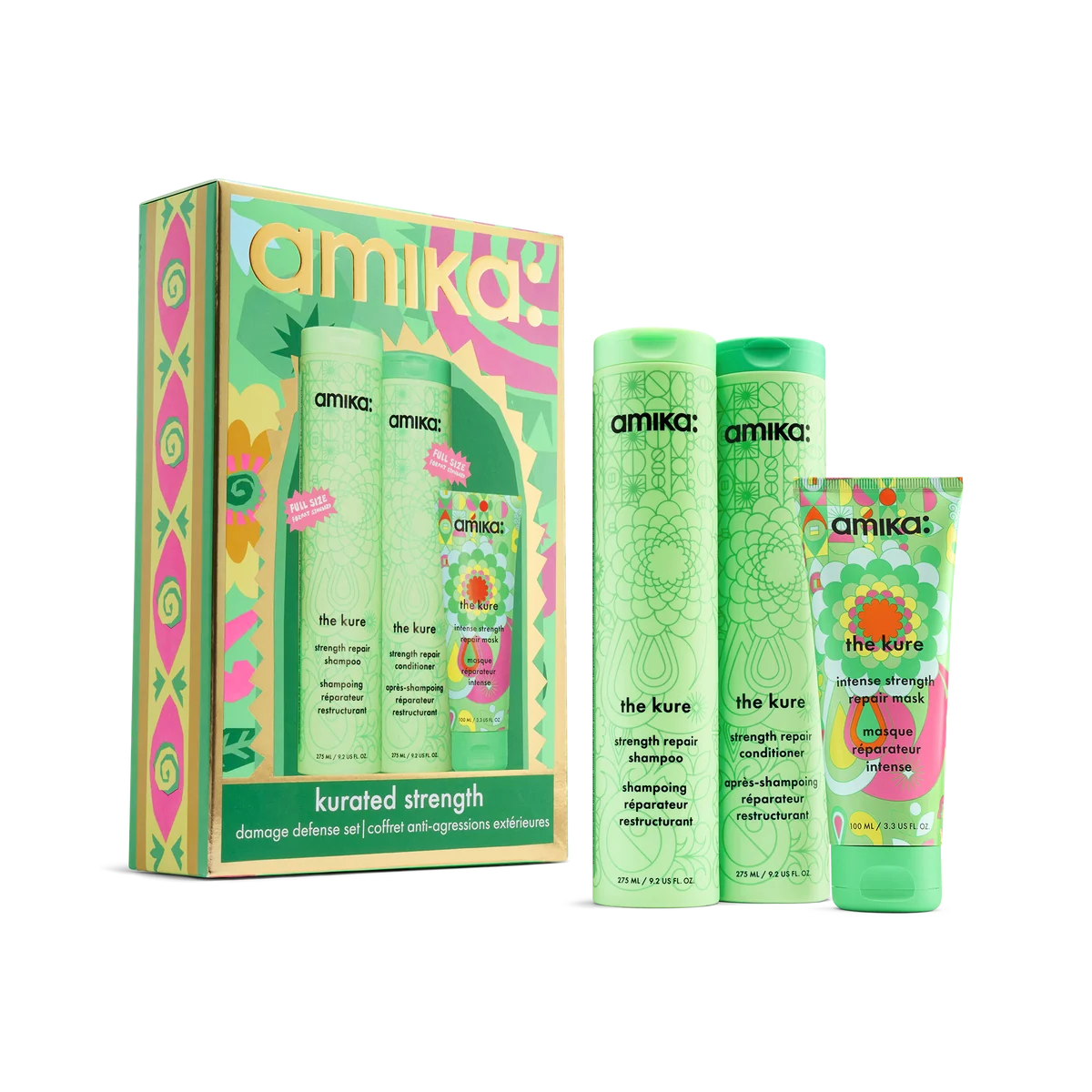 Amika kurated strength wash + care set