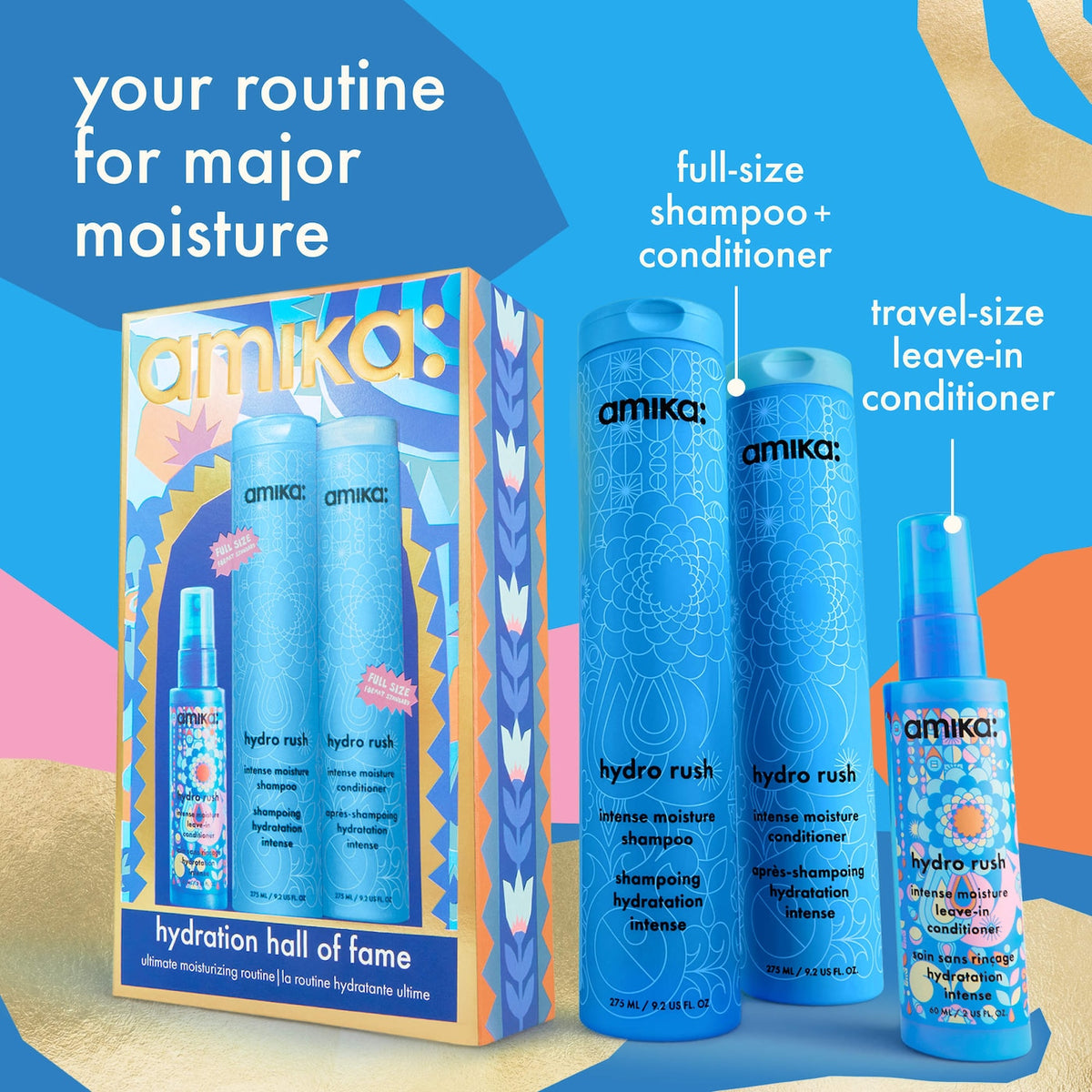 Amika Hydration hall of fame wash + care set