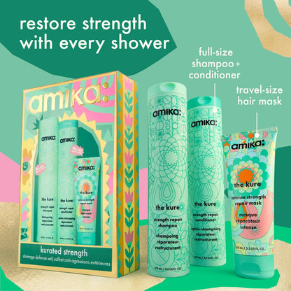 Amika kurated strength wash + care set