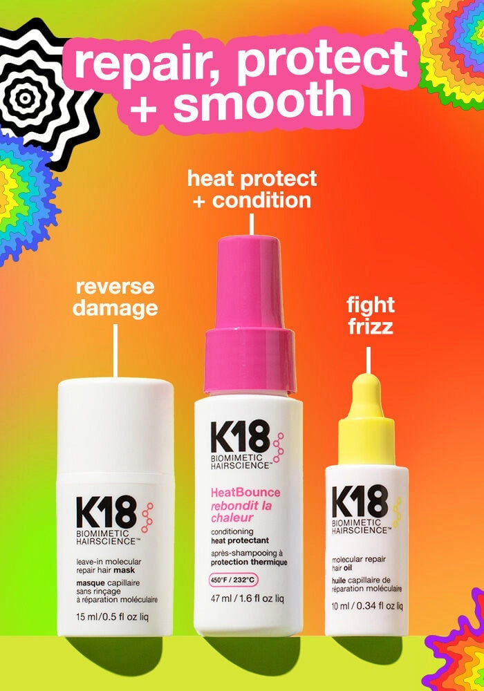K18 Biomimetic Hairscience HeatBounce Mask + Oil 3-Piece Travel Kit